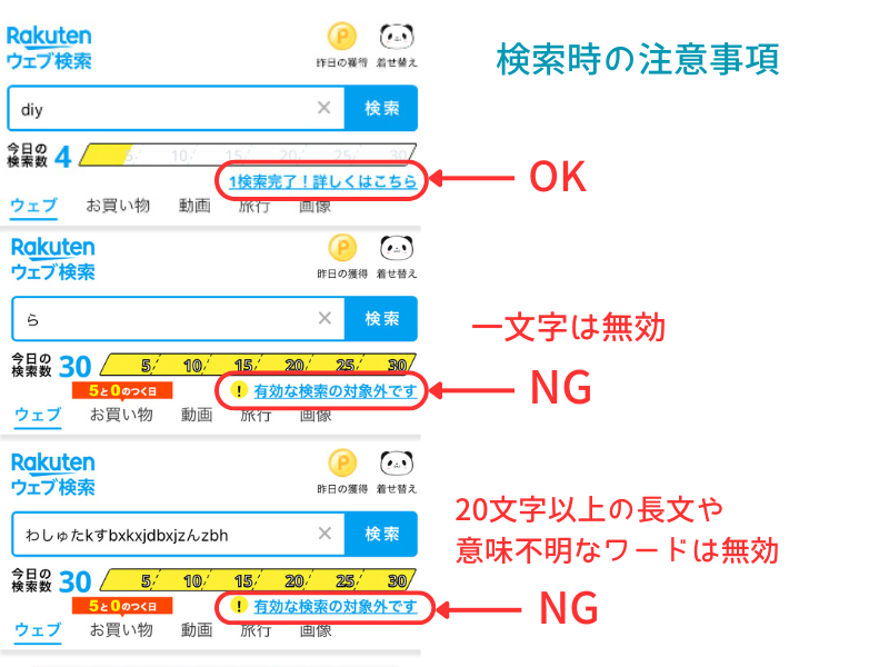 検索時の注意事項